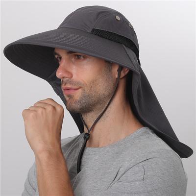 Chapéu de sol de verão masculino feminino algodão boonie chapéu com aba de pescoço ao ar livre proteção uv grande borda larga caminhadas pesca safari balde chapéu