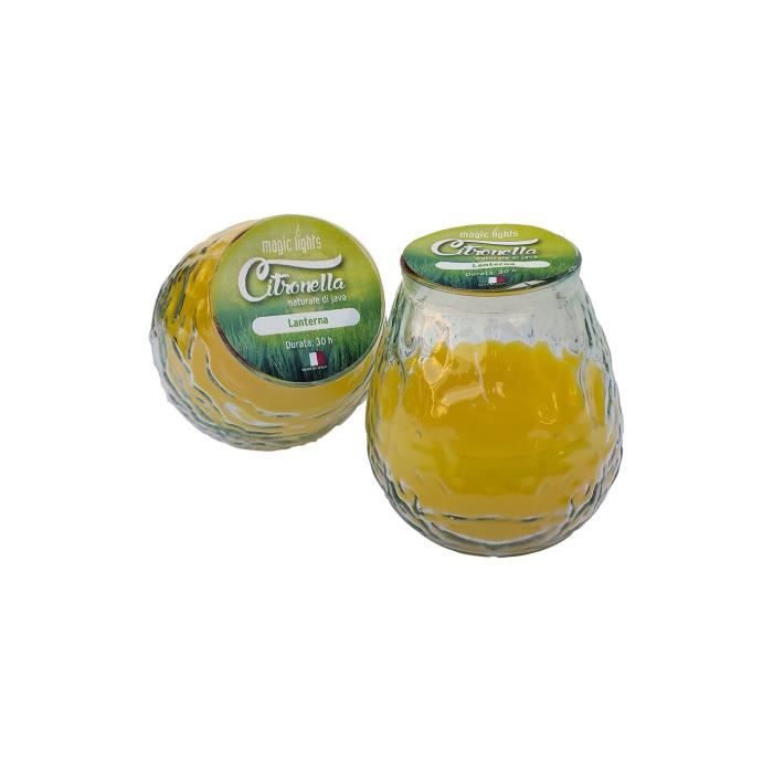 Bougie - MAGIC LIGHTS - Citronnelle - Ø9,5x10,5cm - Cire Pressée - Verre Blanc