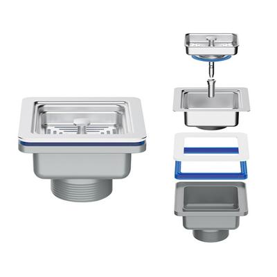 Quadratischer Ablauf für Küchenspüle 110mm Edelstahl mit Hygiene-Fokus