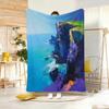 Landscape Seas Edge Oil Painting Throw Lightweight g Flannel Blanket Soft Skinfriendly for Summer Cooling