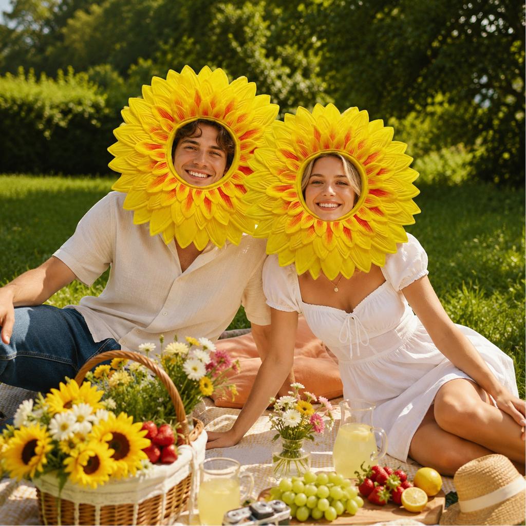 Sunflower Headband for Dance Performance Sports Event Party - Open Face Design for Kids and Adults