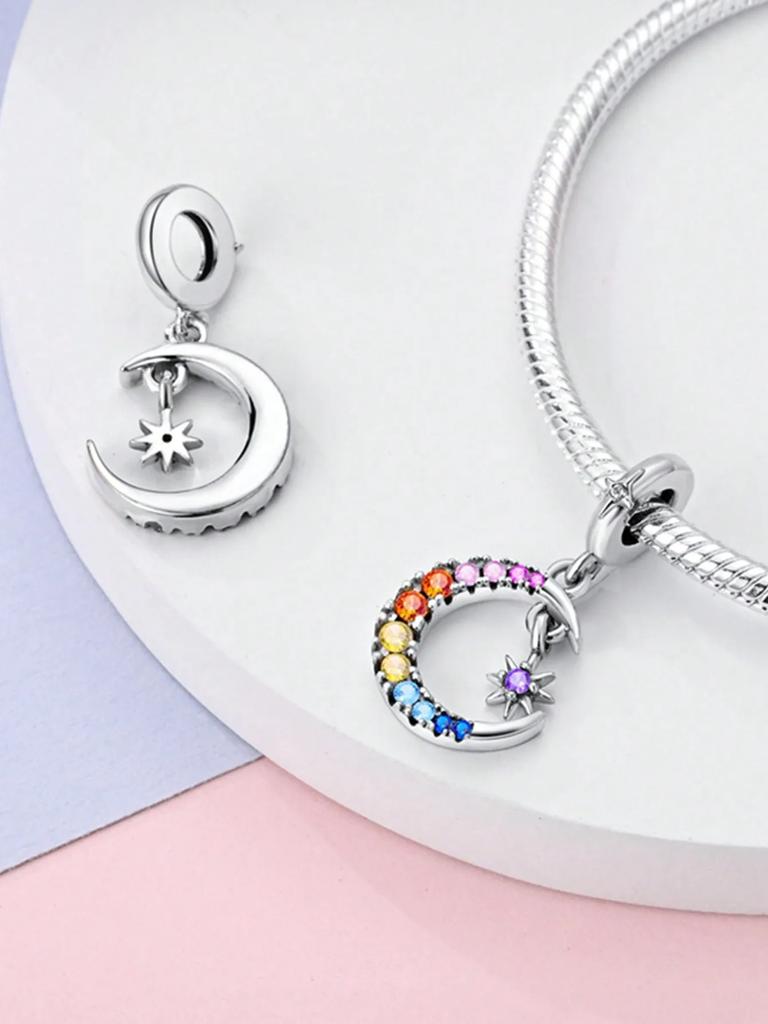 Copper Plated Original Charms Moon Stars Sun Beads Fit Bracelet Women'S Jewelry Gift