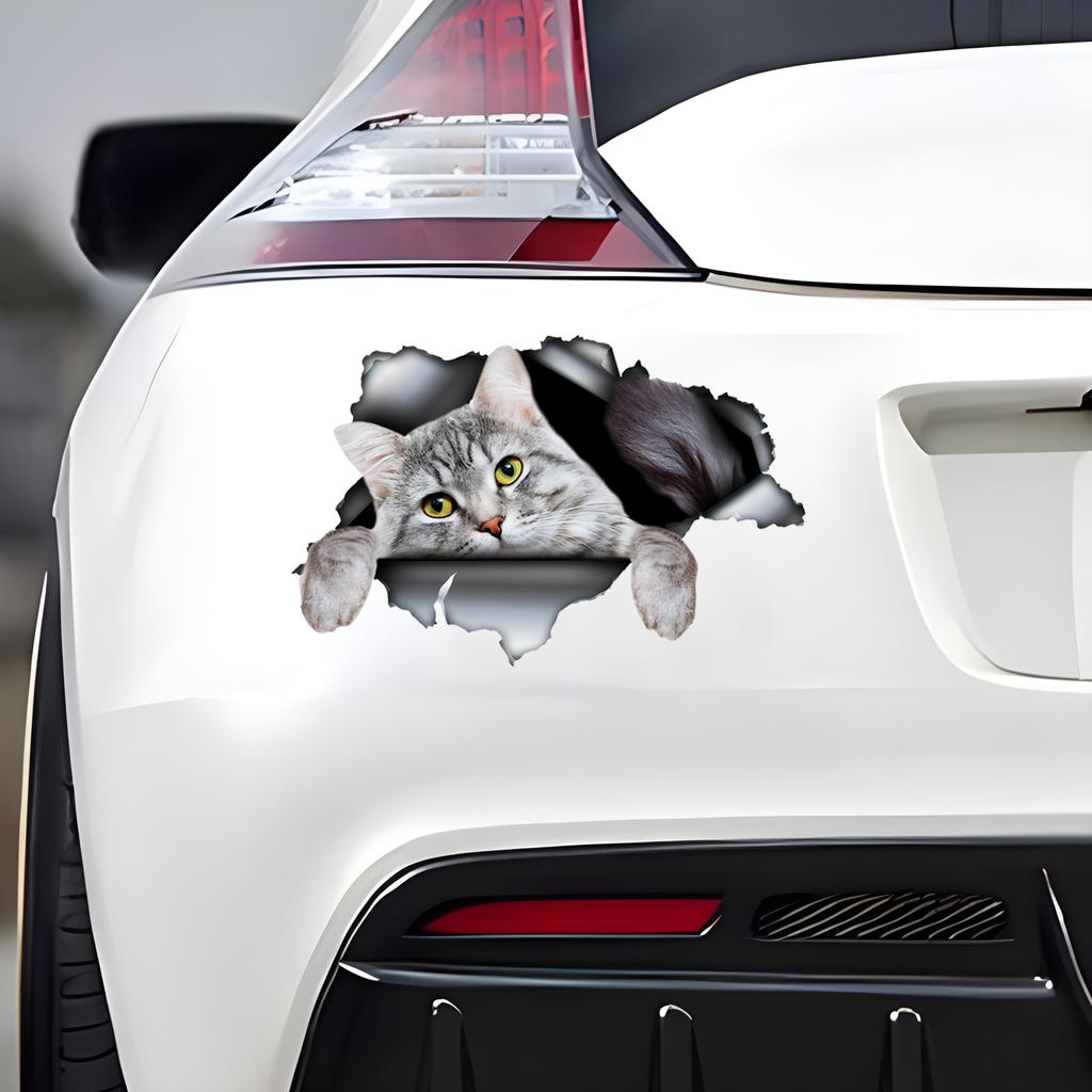 Šedá mourovatá kočka Roztomilé zvířecí samolepky na auto Samolepky na nárazníky Autodoplňky Vodotěsný vinylový materiál