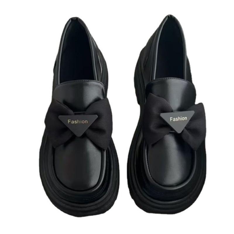 New Spring Retro Small Leather Shoes Platform Women's Thick Heel Single Shoes Soft Sole Large Size Women's Shoes