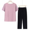 Summer Casual Sports Suit for Middle-Aged Women: Short-Sleeved T-shirt and Shorts Set