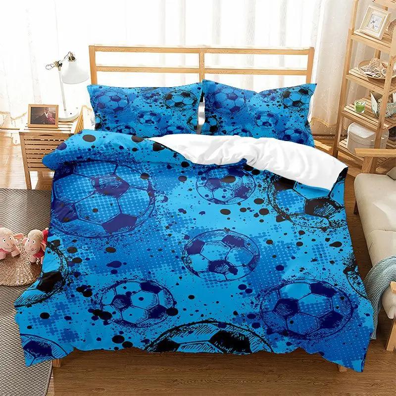 Sports Theme Boys Bedding Set Microfiber Football Comforter Cover for Kids Girls Teens Duvet Cover Hip Hop Graffiti Quilt Cover