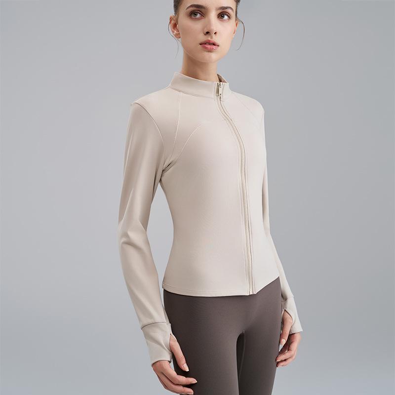 

Женская флисовая куртка для йоги с приталенным силуэтом и воротником-стойкой для осени/зимы XL