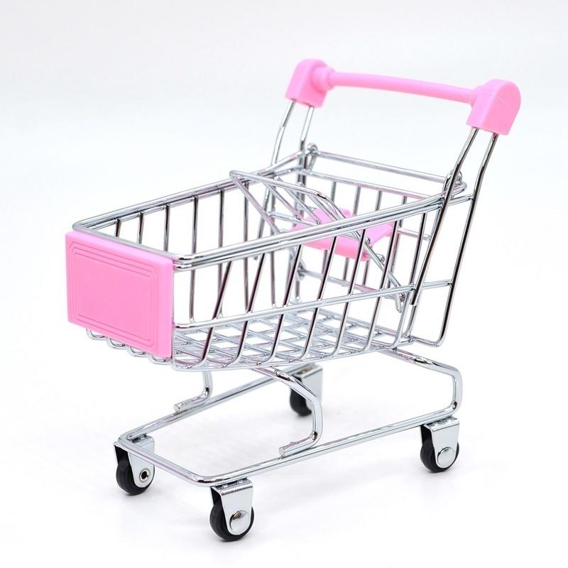 Mini supermarket nákupní vozík Stolní model Dětské hračky Domácí dekorace Miniatura