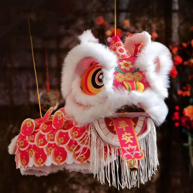2026 Chinese New Year Lion Dance Lantern Waterproof Ancient Handmade Lantern Diy Material Package With Tassel Luminous Lantern