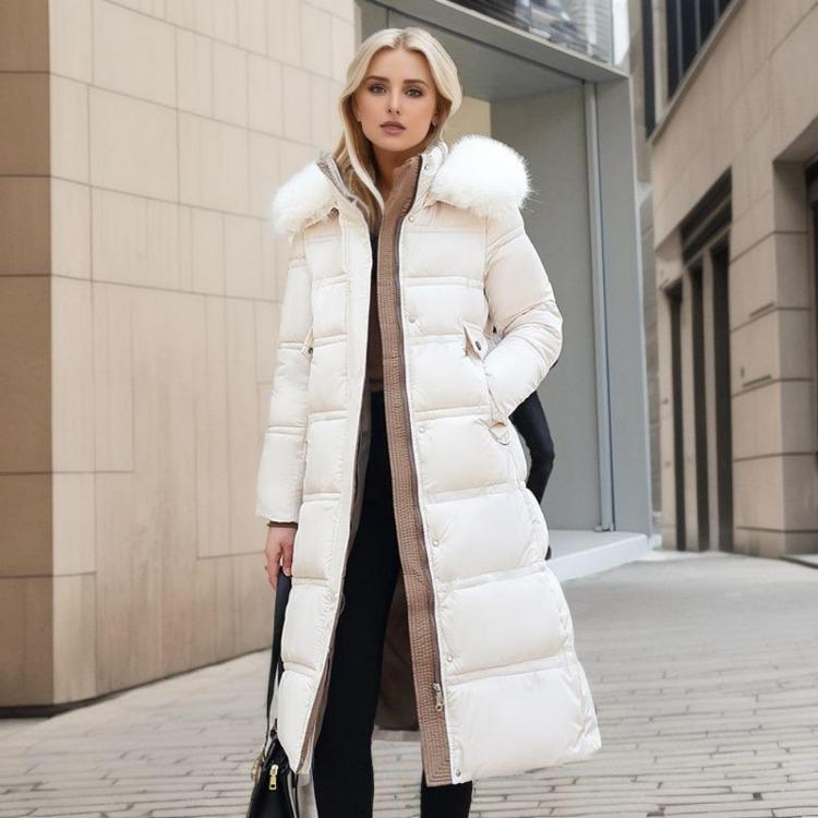 Parkas de Lana de Cordero y Algodón Cálidas y Esponjosas con Cuello con Capucha Abrigo Largo Medio Chaqueta de Invierno con Cremallera