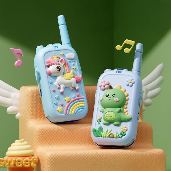 1 Set Kids Video Interphone Toy with Voice Changer Rechargeable Long Range Handheld Wireless Intercom Indoor Outdoor Boys Girls 2-Way Radio Toy