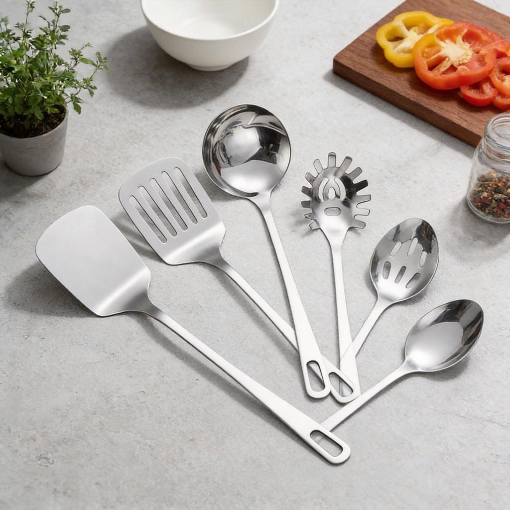 Stainless Steel Cooking Spatula And Soup Ladle With Hightemperature Resistance For Kitchen Use