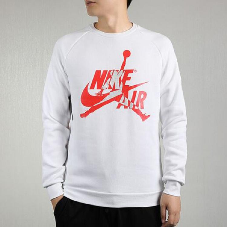 Jordan Logo Print Crew Neck Loose Casual Long Sleeve Sweatshirt Men Tops White BV6007-100