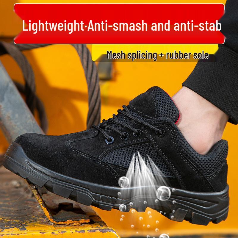 Men's Breathable Lightweight Safety Shoes: Soft Sole, Anti-Smash, Anti-Puncture, Wear-Resistant, Insulated.