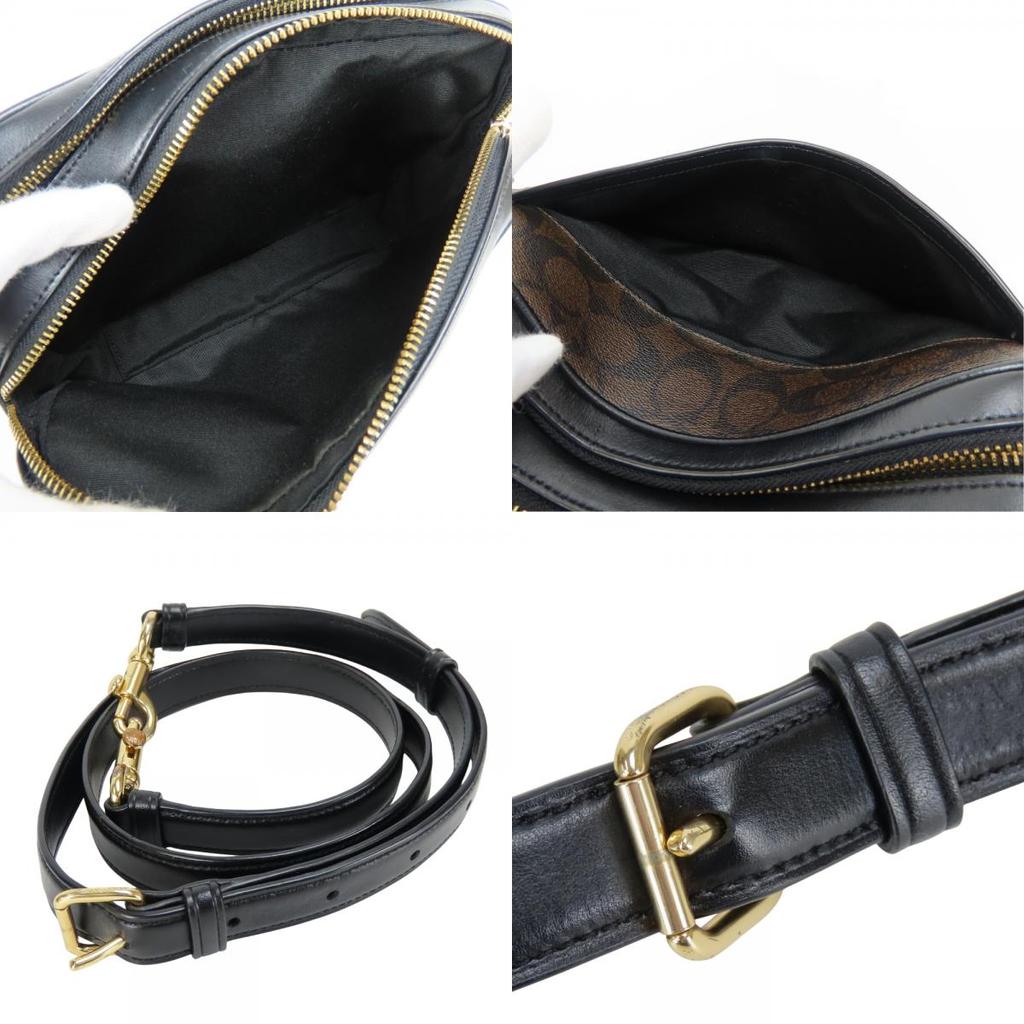 Gebrauchte COACH Umhängetasche Signature F68168 PVC/Leder Dunkelbraun Schwarz Tägliche Nutzung