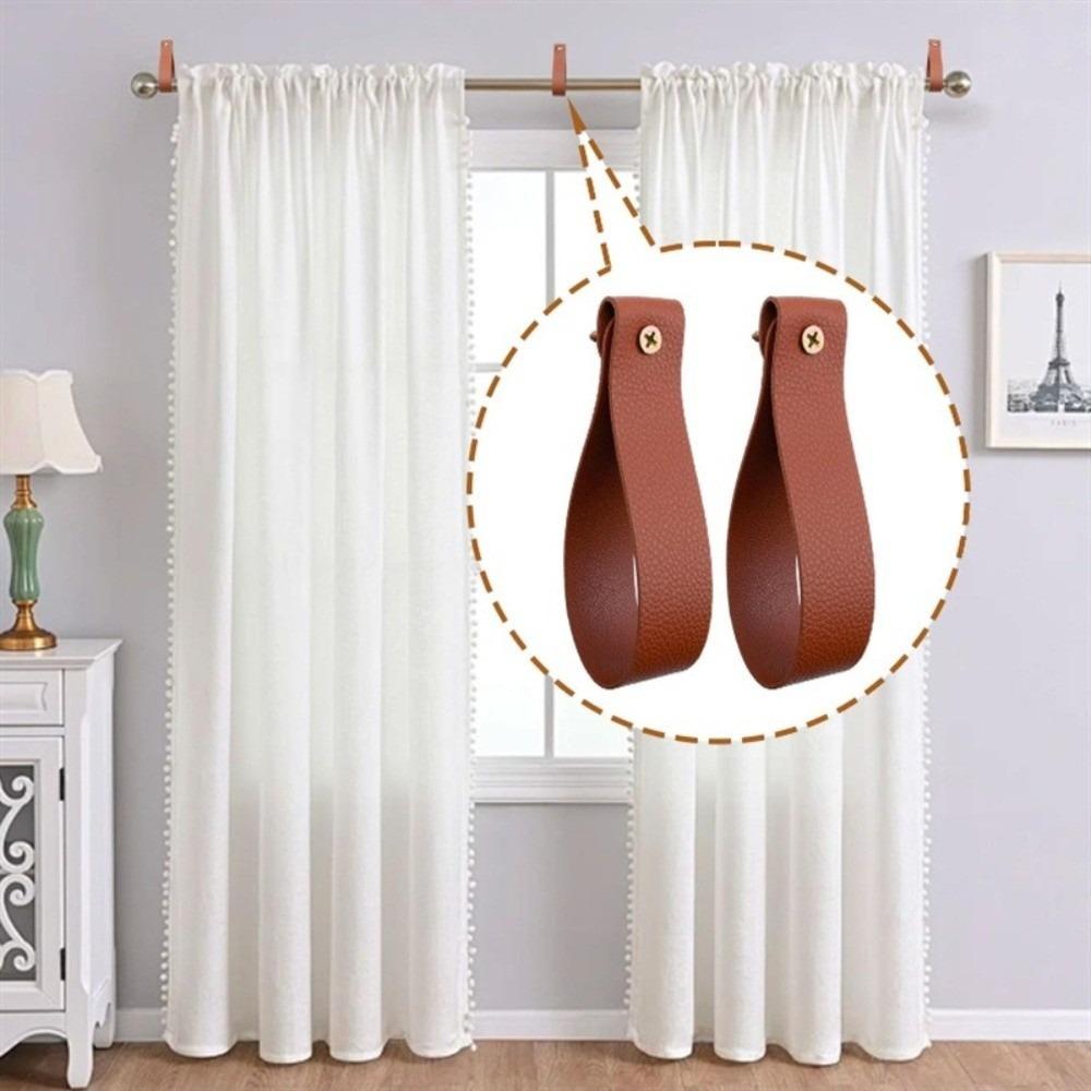 4PCS PU Leather Leather Curtain Brackets Wall Mounted Strap Hooks  Kitchen Decor
