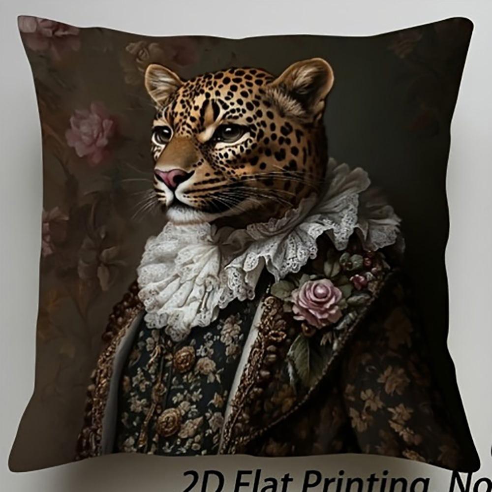 1/4pcs Leopard-Printed Pillowcases with 2D Artistic Designs Sofa Cushion Cover Home Bedroom Room Decoration