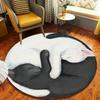 Yin Yang Cat Round Rug Sleeping Kitten Pattern Cute Home Decor Carpet Soft Non-Slip Floor Mat for Living Room Bedroom