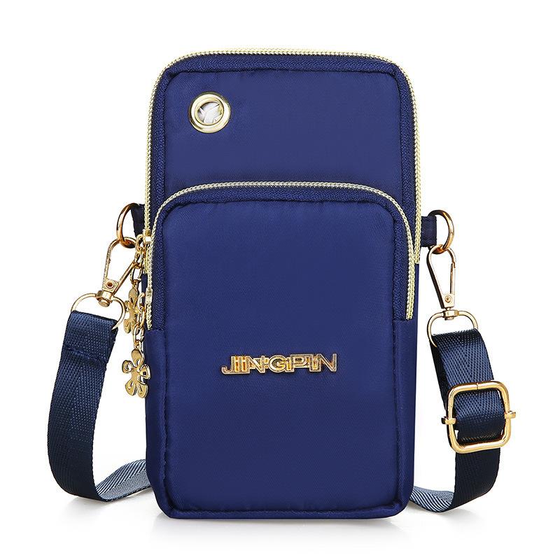 New Mobile Phone Bag, Women's Messenger Bag, Three-layer Zipper Nylon Bag, Vertical Model, Change Bag, Arm Bag.