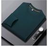 Men's Waffle Knit Long-Sleeve Hoodie - Solid Color Versatile Round Neck T-Shirt for Spring and Autumn