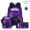 FORTNITE 3Pcs School Kit Lightweight Backpack Front Pocket Lunch Pouch Pencil Bag For Kids Age 6-10,Free 3D Printed Keychain