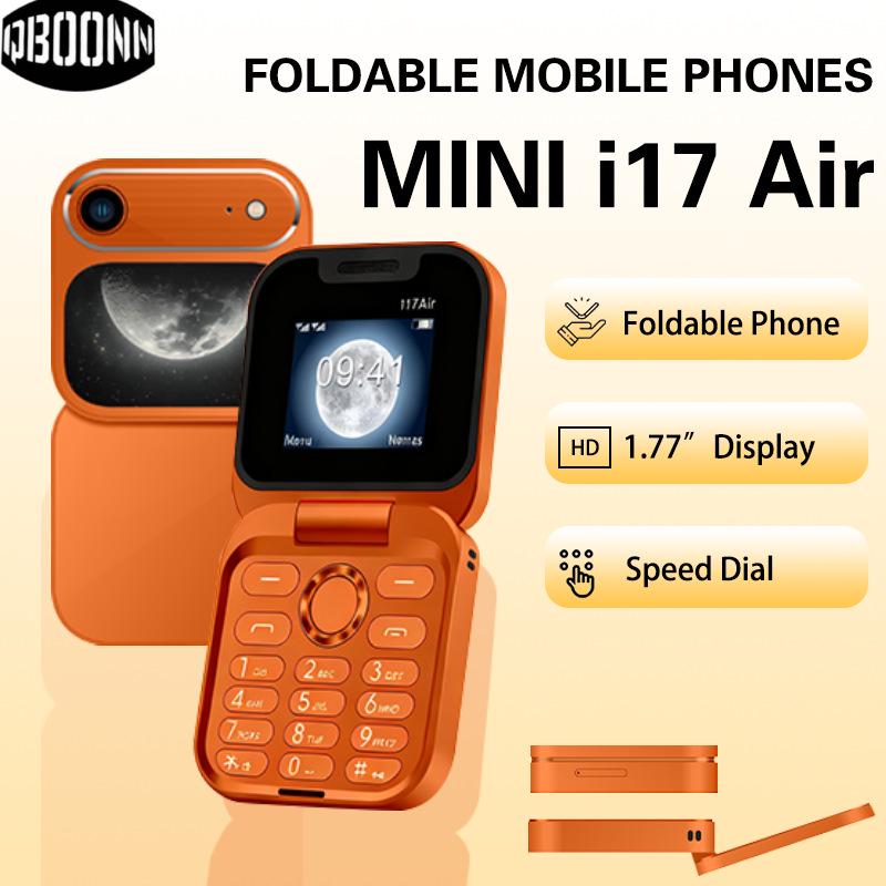 

i17 Air Складаний розкладний телефон - Помаранчевий, Багатомовна клавіатура, Резервний пристрій золотий