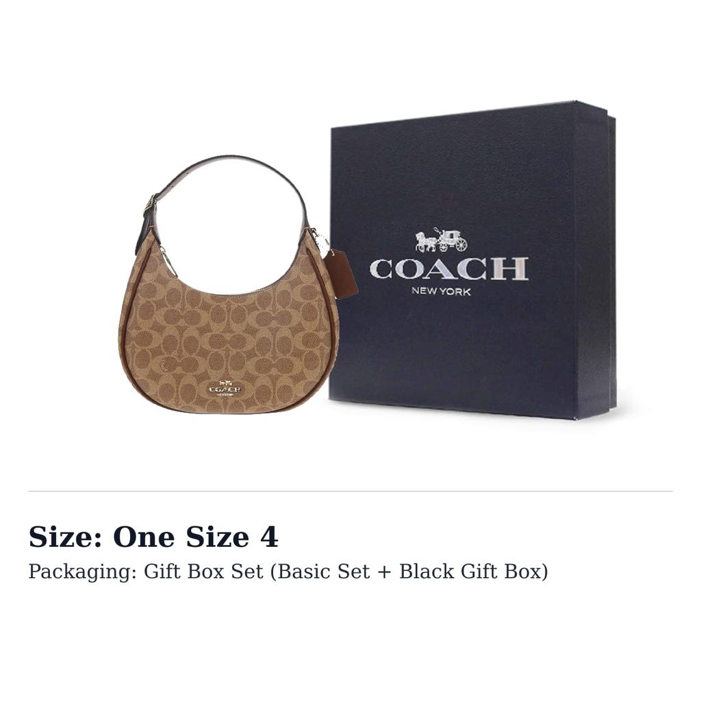 Coach Coated Canvas With Smooth Leather Crescent Bag Shoulder Bag Medium Women's Brown CDX17-IMXHE