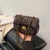 Solid Color Lattice Pu Leather Small Shoulder Bag With Chain Strap For Daily Use