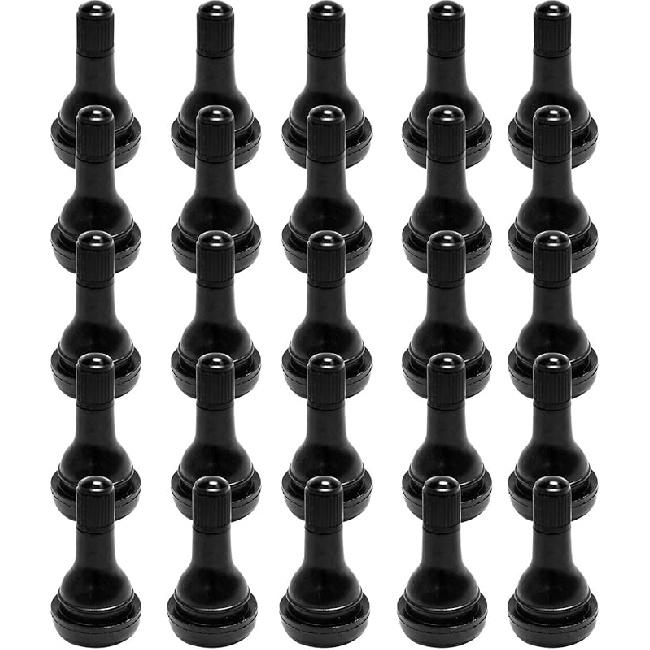 BLACKHORSE-RACING 25 Pack TR412 Rubber Tire Snap-In Short Valve Stem ATV Lawn Mower Garden Tractor Plug Stem For Tubeless 0.453” 11.5Mm Rim Holes