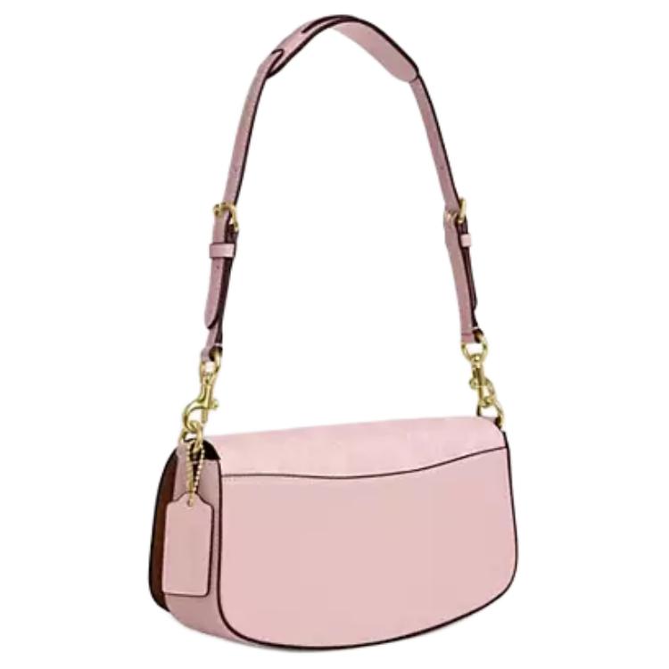 Coach Andrea 24 Logo Coated Canvas And Calfskin Shoulder Bag Medium Women shoulder bag Pink CV973-IMPO