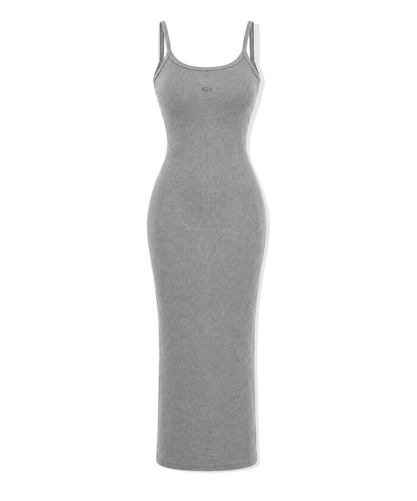Grandiosity [Gymwear] Symbol Embroidered Bony Sleeveless Long Dress (2 Colors)