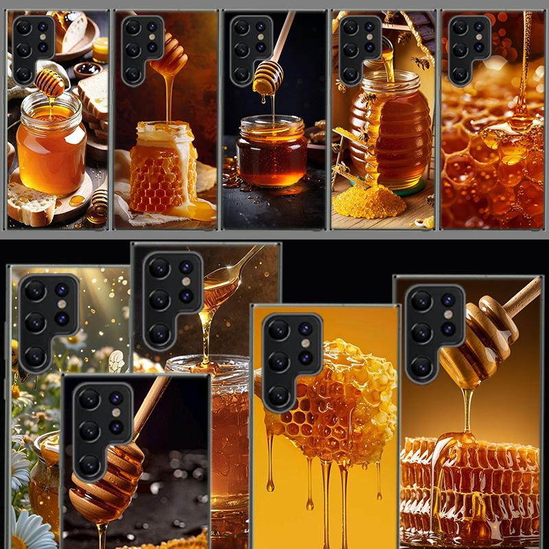 Golden Honey Dripping From Honeycomb Capa Phone Case For Samsung S26 Ultra S25 Edge Galaxy S23 S21 S20 S24 FE S22 S10 Plus Cover