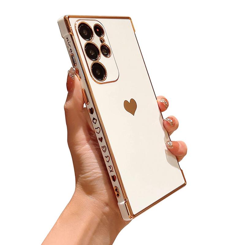 

Роскошный чехол с покрытием для Samsung Galaxy A53 A52 A54 5G S21 S23 FE S22 S24 Ultra Side Love Heart Pattern, силиконовый мягкий чехол для телефона Samsung S24