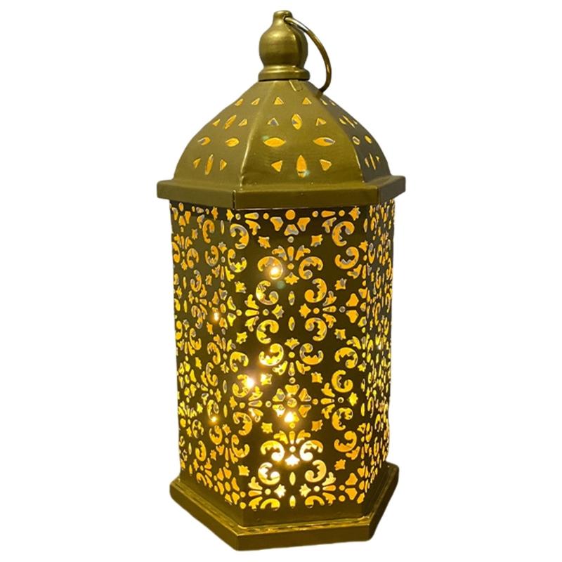Middle East Arab Vintage Iron Art LED Lanterns Hanging Lamp Hollowed Out Metal LED Hanging Lighting for Home Decors