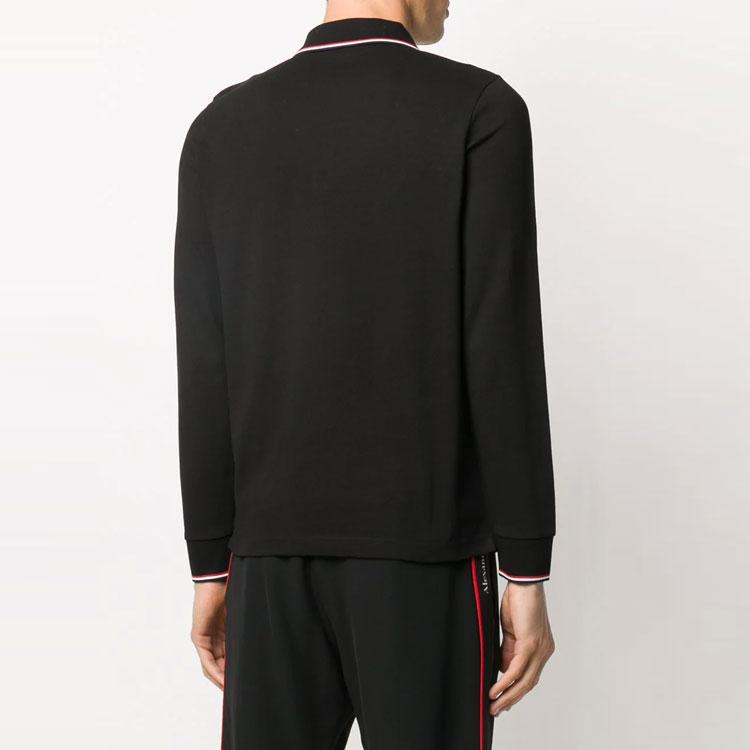 Moncler FW21 Logo Appliqué Solid Long Sleeve Polo Shirt Men tops Black F20918B7010084556999