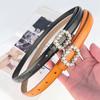 Slim Genuine Leather Women's Belt Decorative Casual Pants Jeans Inlaid with Pearl Rhinestones Sweet and Fashionable Women's Belt