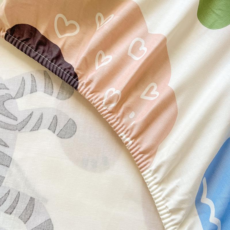 100% Cotton Bedsheets Cartoon Style Fitted Sheet For Kids Room Skin-Friendly Mattress Cover (No Pillowcase)