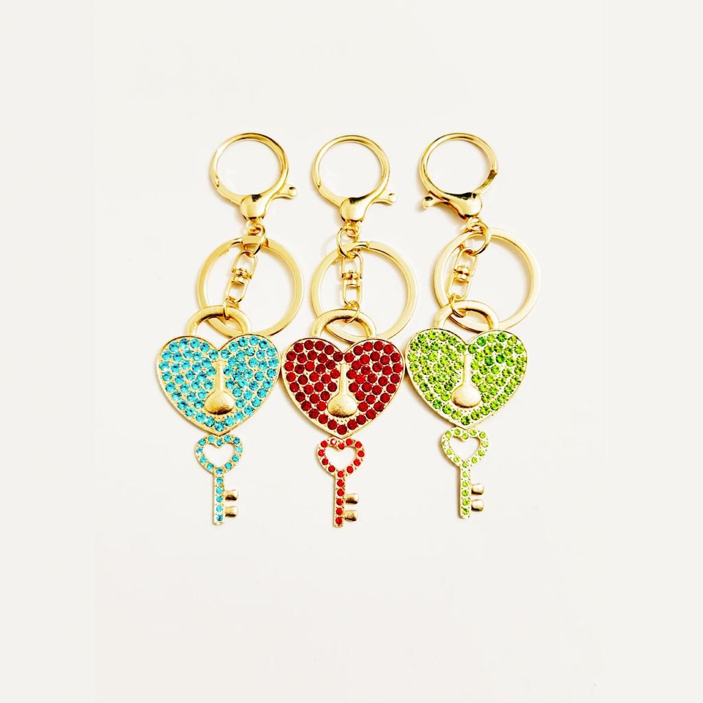 Versatile Heart Keychain Pendant with Full Diamond Design
