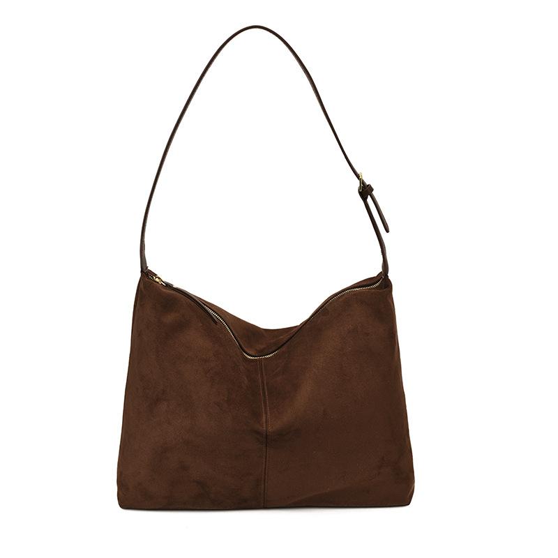 Large Capacity Suede Messenger Bag Women's 2025 Autumn and Winter New Retro Commuter Shoulder Bag Niche Commuter Tote Bag