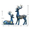 Creative Resin Golden Reindeer Sculptures | Beautiful Home Decor | Lifts Up Energy of Your Room - (Pack of 2, Blue)
