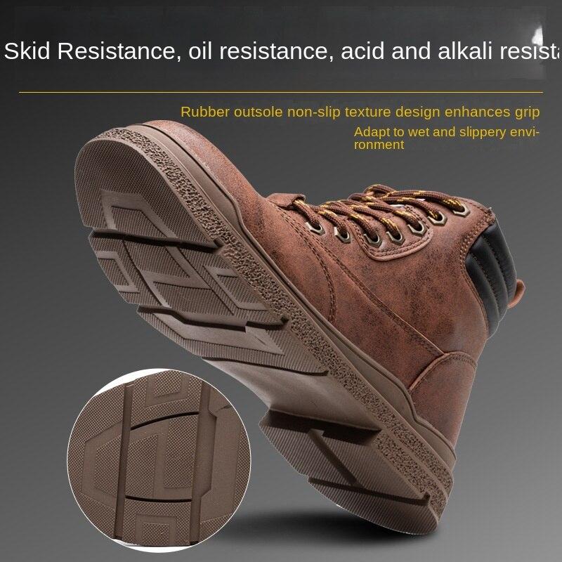 Labor Insurance Shoes Men 'S Steel Head Anti -Smashing Anti -Piercing Safety Shoes Microfiber Leather High -Top Protective Boots