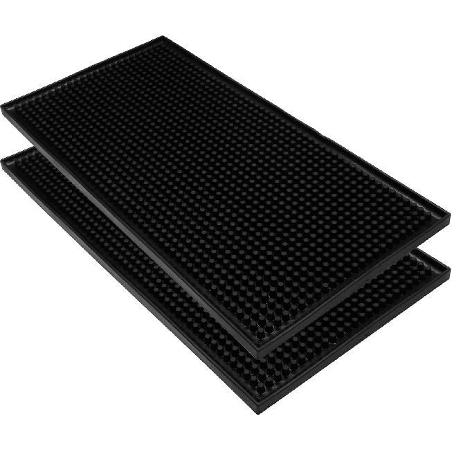 Litoexpe 1Pcs 6" X 12" Bar Mat, Black PVC Coffee Bar Service Spill Mat for Home Bar Cocktail Bartender Kitchen Countertop