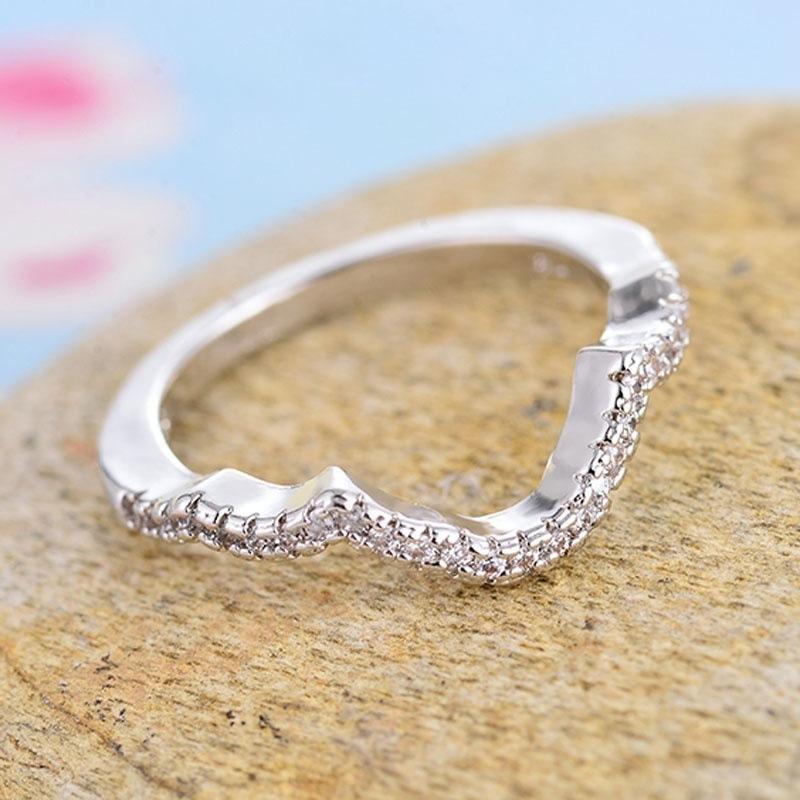 Trendy zircon ring for women, silver-plated, two-piece set, wedding ring