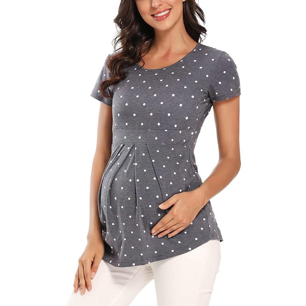 Women's Pregnant Maternity Fashion Short Sleeve Maternity Blouse Beautiful And Elegant T-Shirt