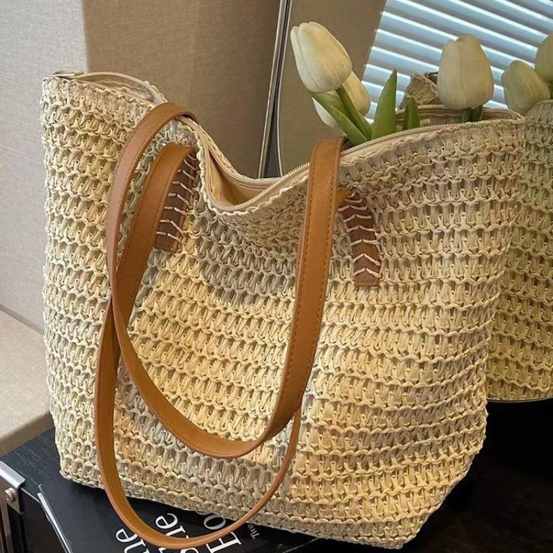 Niche design versatile woven bag women, new summer fashion large-capacity commuter straw bag tote bag