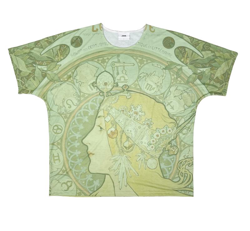 A MADE Retro U-Neck Oversized Silky T-Shirt (Khaki)
