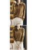 Women's Long-Sleeve Pure Wool Cardigan: Slimming, Fashionable Knitwear with Shirt Collar