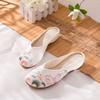 [Blue Sea] 2024 Summer Satin Slippers Low Heel Elegant Women's Soft Sole Embroidered Cloth Shoes Wedding Shoes with Cheongsam Women's Shoes