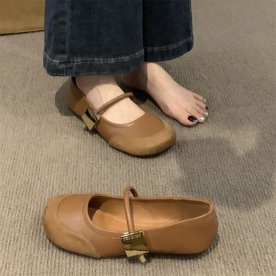 Scarpe Mary Jane rosse scarpe da donna 2024 autunno e inverno nuove punta rotonda suola morbida superficie morbida parola con scollo basso scarpe singole francesi