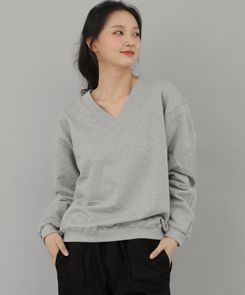 Seinteukeulu Bold V-Neck Sweatshirt Bvn-801 Gray